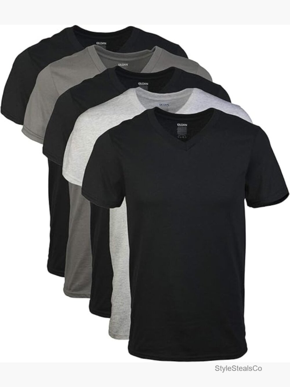 5-Pack Men's V-Neck T-Shirts, Moisture Wicking, Classic Fit, Multipack